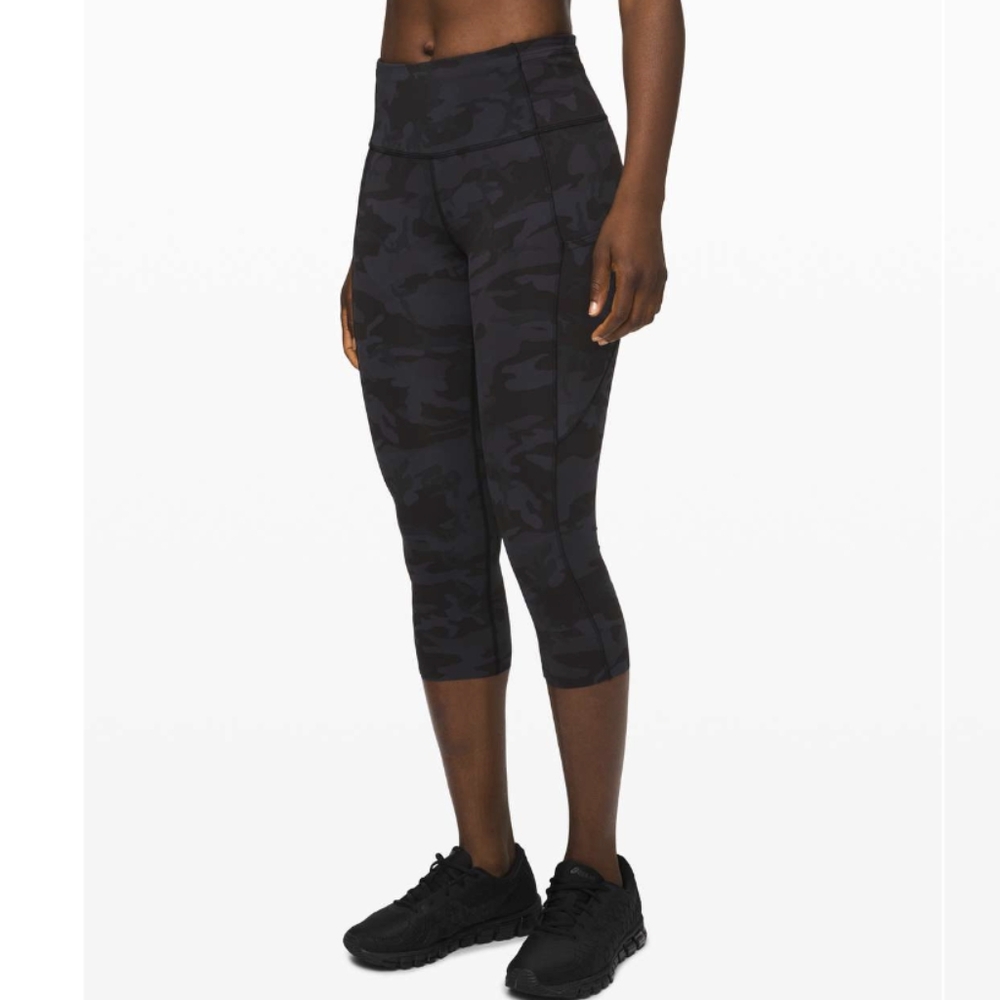 Lululemon Fast and Free Crop II 19" *Non-Reflective Incognito Camo Multi Grey